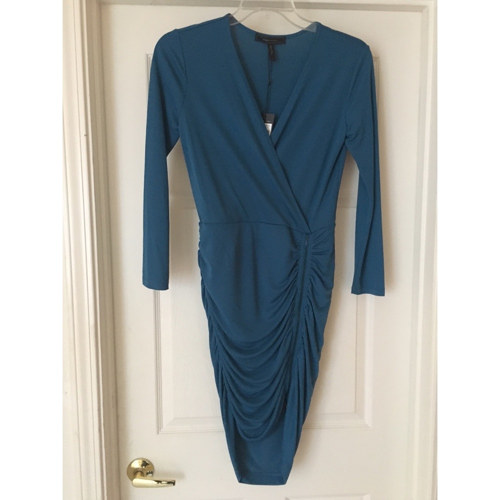BCBGMAXAZRIA Dalton Zip Front Jersey Dress in Moroccan Blue Medium M NEW NWT - Picture 3 of 6